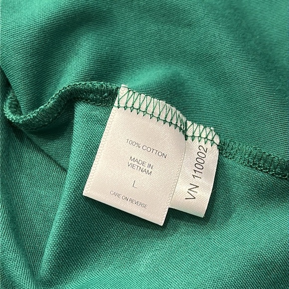 NWT New York & Co Ruffled Cotton Fit and Flare Dress V Neck Green Size Large - Picture 5 of 7